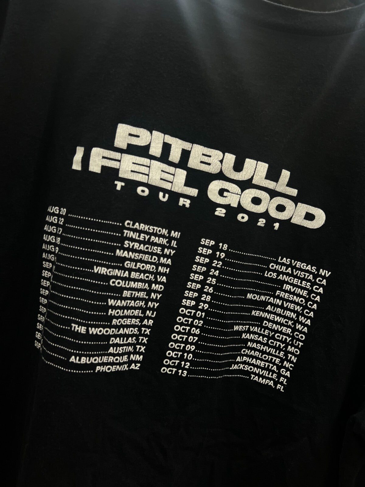 Vintage Pitbull 2021 "I Feel Good" Tour T-Shirt Men’s XL Black Concert Tee