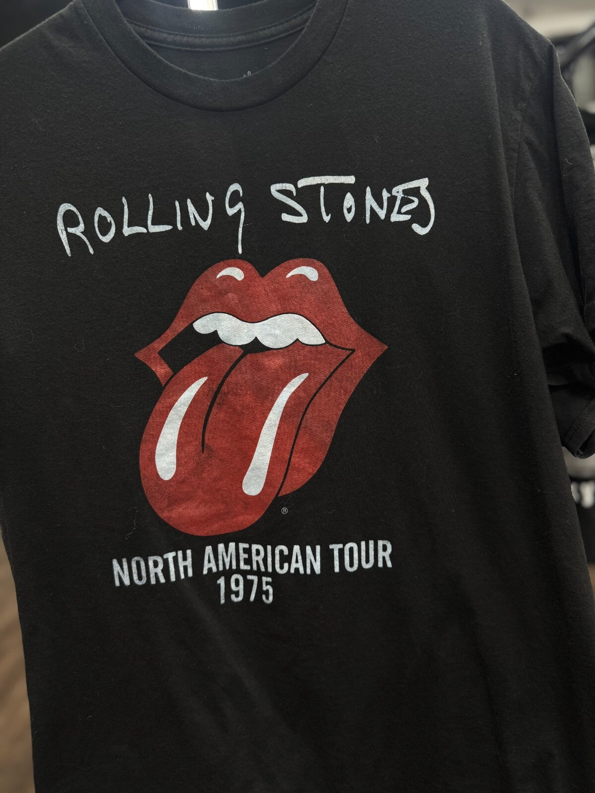 VIntage Rolling Stones North American Tour 1975 T-Shirt Mens M Black • Pre-Owned