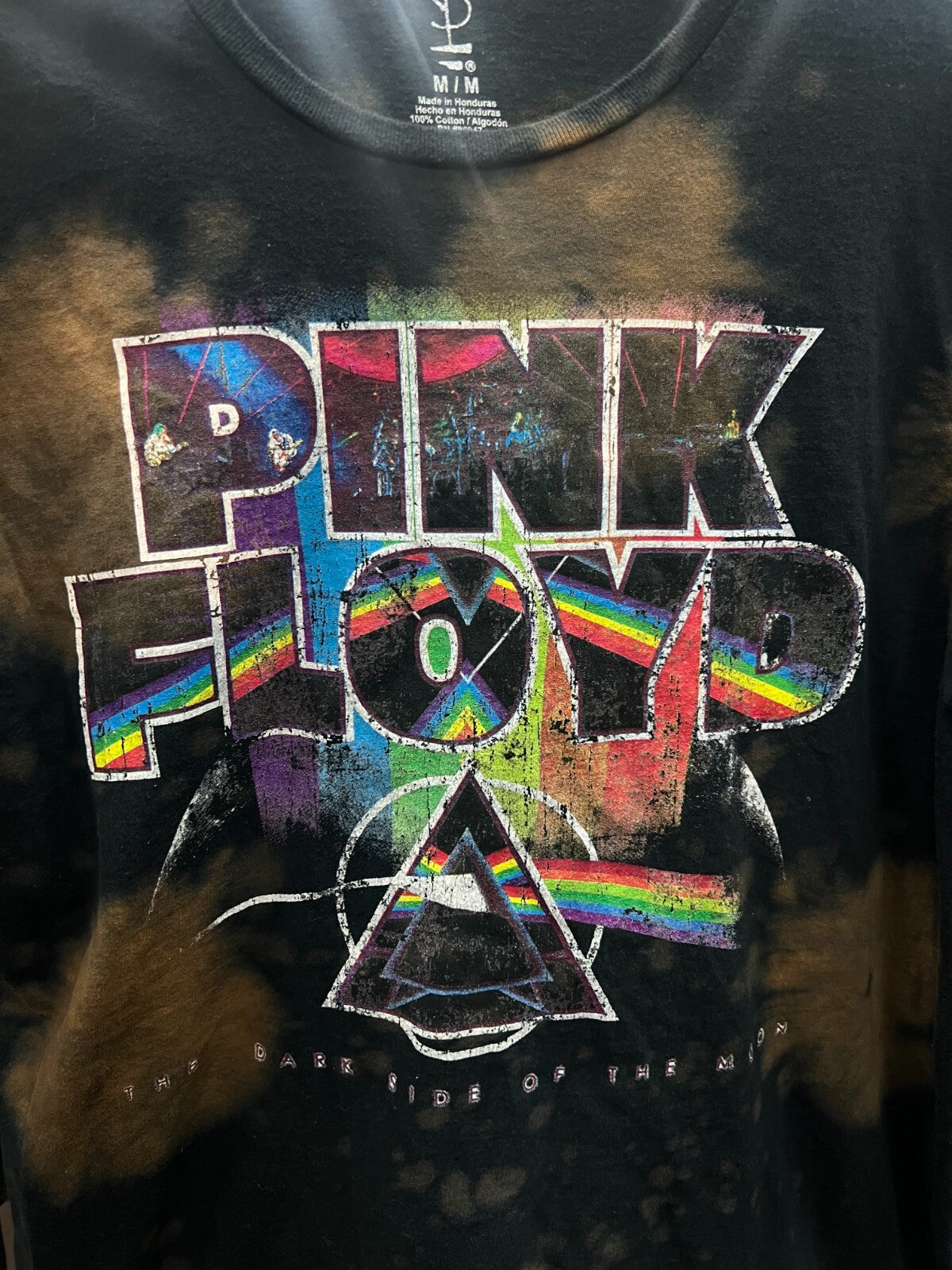 Vintage Pink Floyd Bleached Tie-Dye T-Shirt Unisex Medium Rock Band Tee