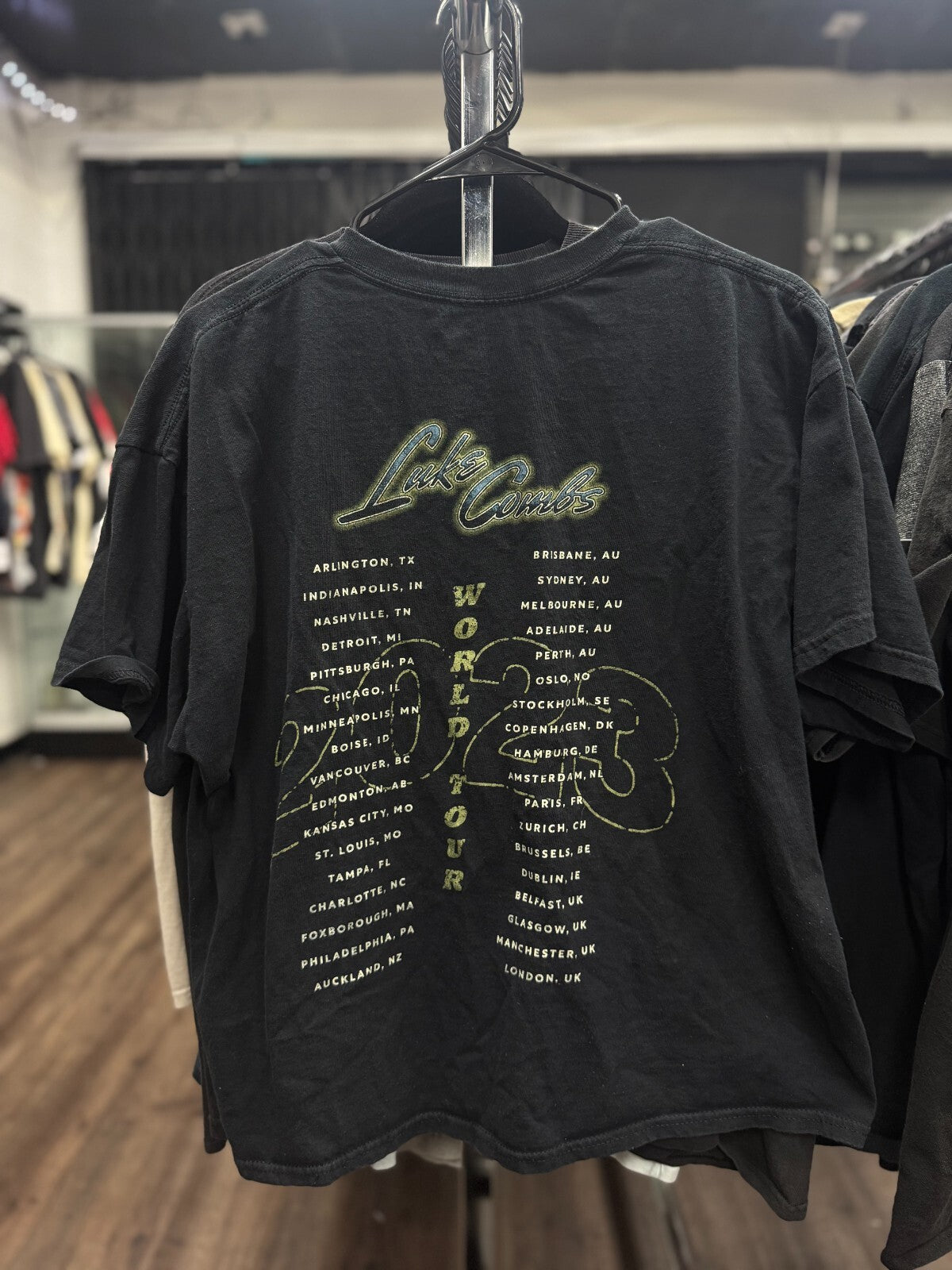 Luke Combs 2023 World Tour Shirt Vintage Country Concert Tee Men’s XL Black Blue