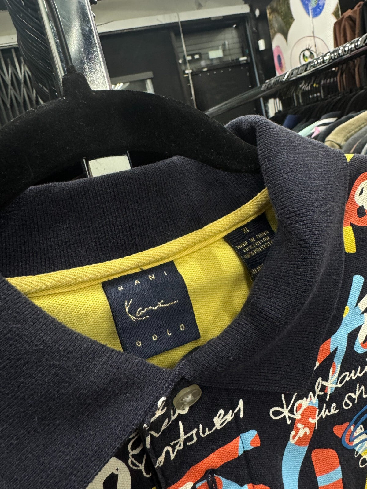 Vintage Karl Kani Gold Polo Shirt Men’s XL Navy Blue Y2K Streetwear Hip Hop