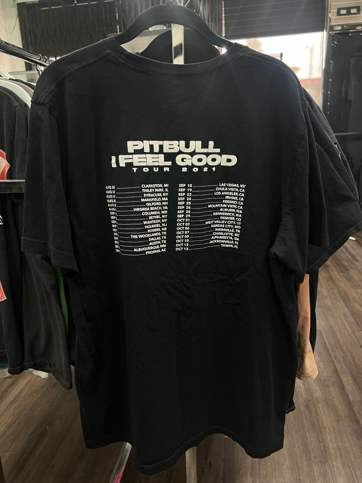 Vintage Pitbull 2021 "I Feel Good" Tour T-Shirt Men’s XL Black Concert Tee