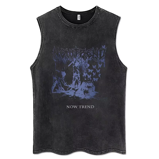 Vintage Y2K Tank Top for Men Punk Rock Gothic Sleeveless T-Shirt Streetwear 