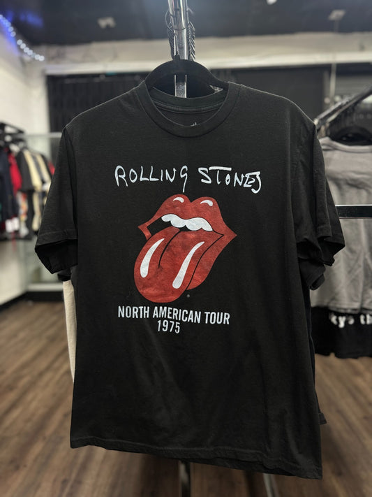 VIntage Rolling Stones North American Tour 1975 T-Shirt Mens M Black • Pre-Owned