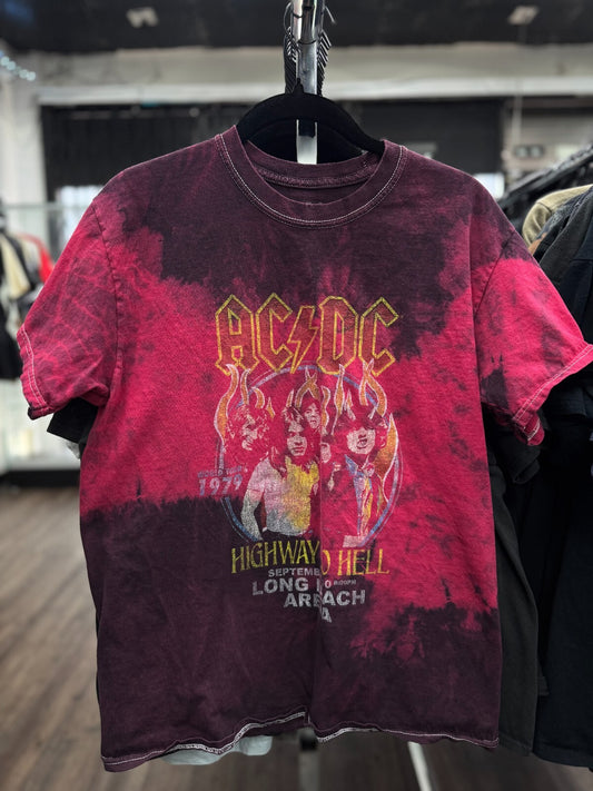 Vintage AC/DC Highway to Hell T-Shirt Men’s Medium 1979 Tour Tie-Dye Repro