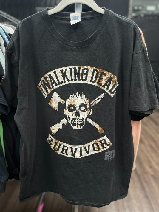 Walking Dead Survivor T-Shirt Sz XL Zombie Horror AMC Graphic Tee Jerzees Black