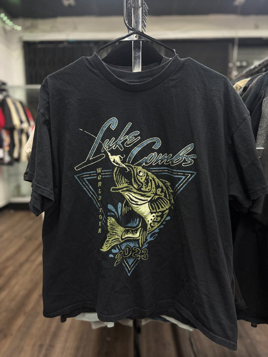 Luke Combs 2023 World Tour Shirt Vintage Country Concert Tee Men’s XL Black Blue